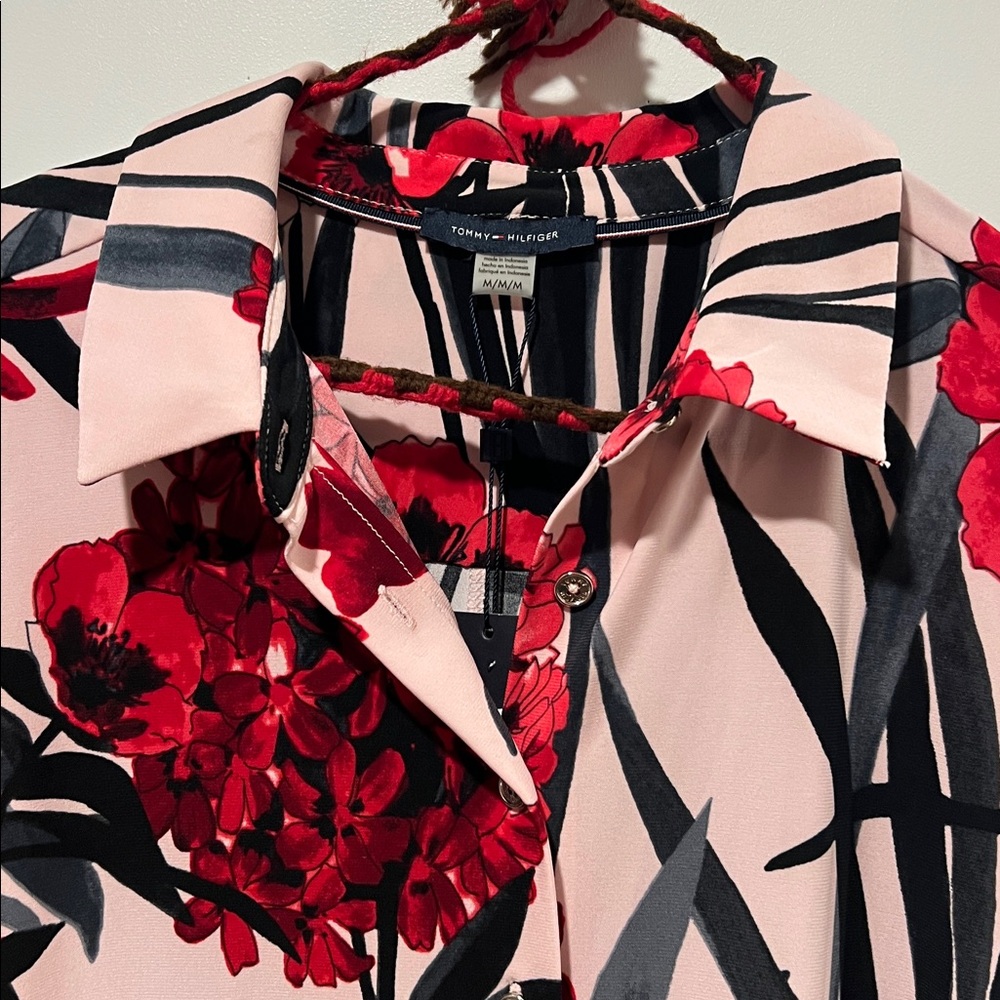 Tommy Hilfiger Red and Black Floral Button-Down Shirt - Picture 4 of 5